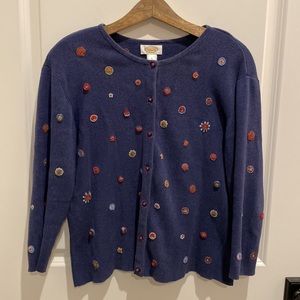 Talbots Vintage Embroidered Cardigan Sweater